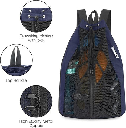 WANDF Swim Bag Mesh Drawstring Backpack Beach Backpack - Image 6