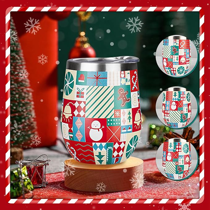 Christmas Wine Tumbler 12 oz Christmas Stainless Steel Wine Glass - Image 4