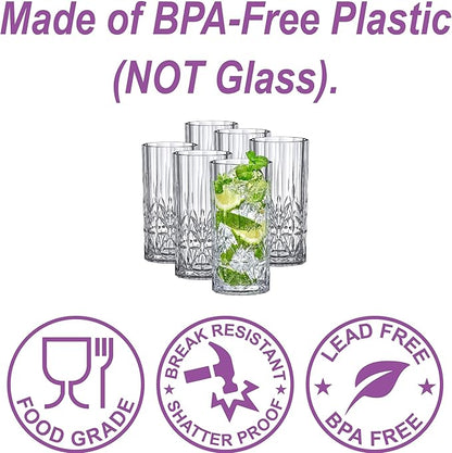 Amazing Abby - Vika - 18-Ounce Plastic Highball Glasses, Plastic Cocktail - Image 2