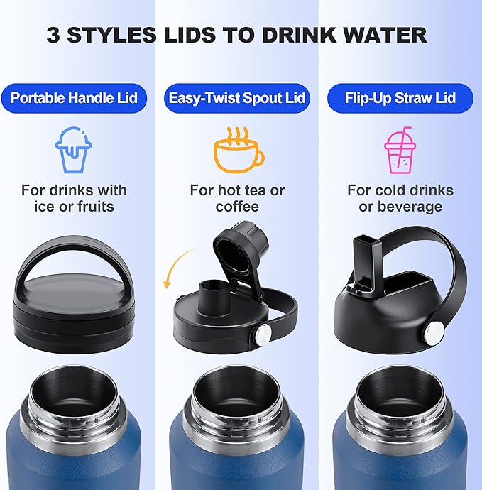 HYDROWION 32oz Water Bottle, Double Wall Vacuum Stainless Steel Insulated Water - Image 6