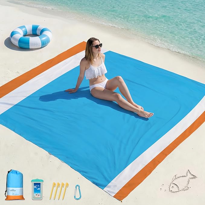 Famstar Beach Blanket Oversized Extra Large78 X 81", Waterproof Sandproof Beach by Famstar