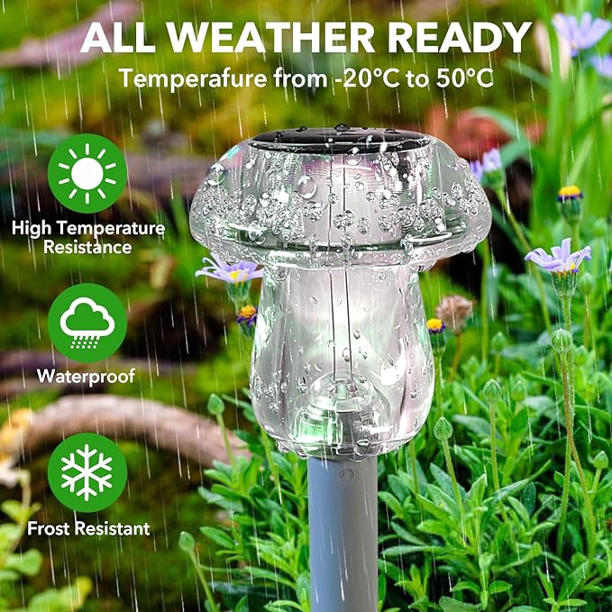 Benany Solar Lights Outdoor, 8 Pack Mushroom Lights Outside Waterproof - Image 6