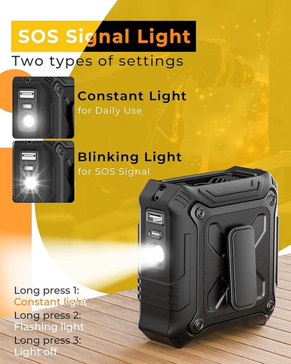 TUNISE Portable Fan with 5-Speed Settings, Dual-Sided Clip on Wearable Belt - Image 6