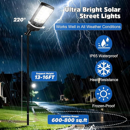 Solar Street Lights Outdoor, 21000LM 6500K Motion Sensor Solar Lights Waterproof - Image 3