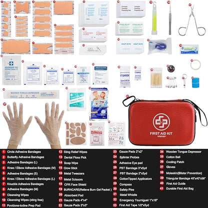 VRIEXSD Premium First Aid Kit, 320 Piece Waterproof Hard Shell Eva First Aid Kit - Image 3