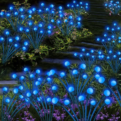 Kohlrabi Solar Garden Lights Outdoor, 2 Pack 16 LED Solar Blue Firefly Lights - Image 6