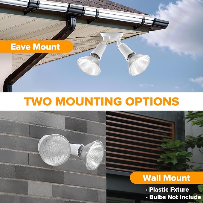 LUTEC 4 Pack Adjustable Twin Par Holder Outdoor Flood Lights, Switch Controlled - Image 5
