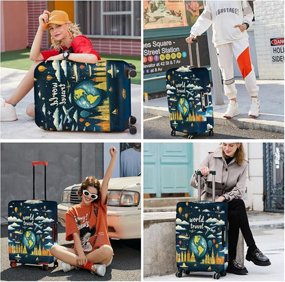 ANNA QUEEN World Travel Luggage Cover, Adventure Theme Suitcase Protector - Image 7