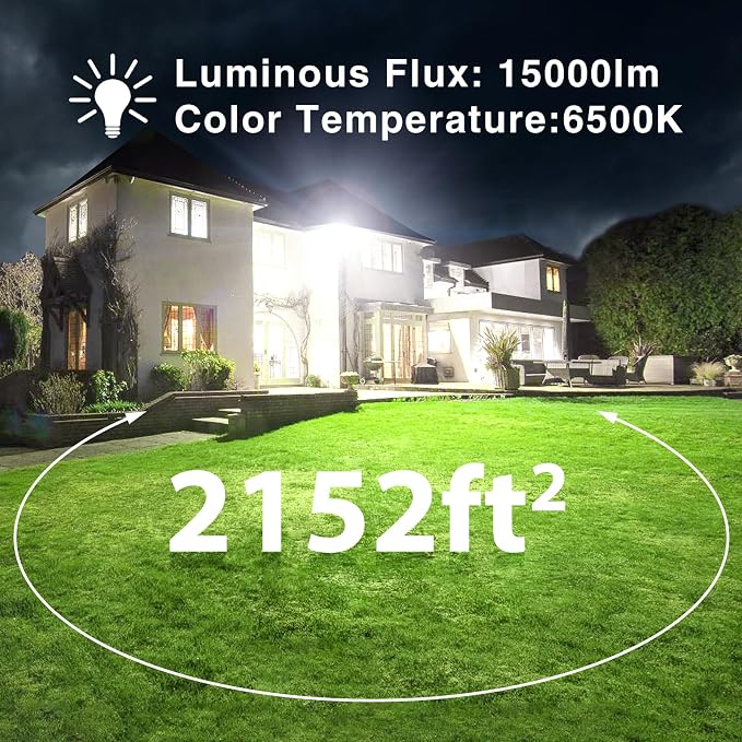 Onforu 150W LED Flood Light Outdoor, 15000LM Security Lights, IP66 Waterproof - Image 3