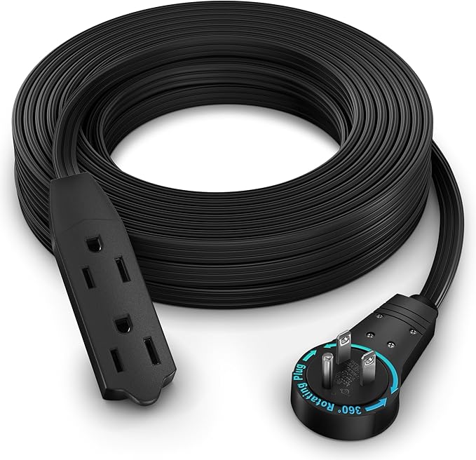 Maximm Cable 50 Ft 360° Rotating Flat Plug Extension Cord, 16/3 AWG Multi 3 by MaximmCable