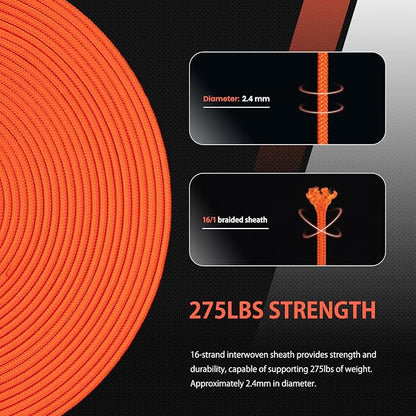 Abma Cord 2.4mm Paracord 275 100ft Nylon Rope 4 Strands Tactical Parachute Cord - Image 4