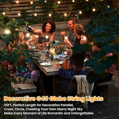 Bosceos 25FT Outdoor G40 LED Globe String Lights Dimmable Waterproof - Image 5