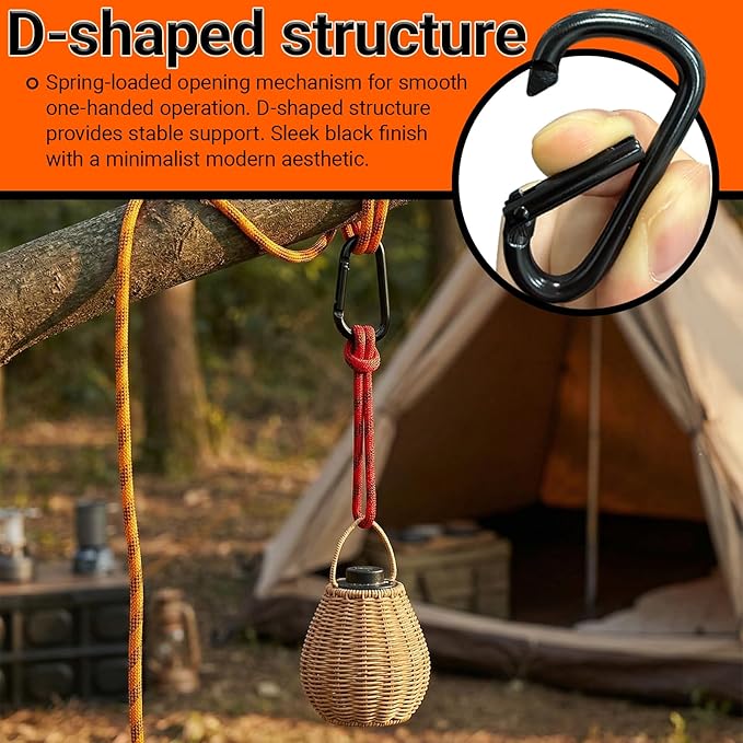 Carabiner Clip, Aluminum Carabiner D Ring Hook Keychain Clip - Image 5