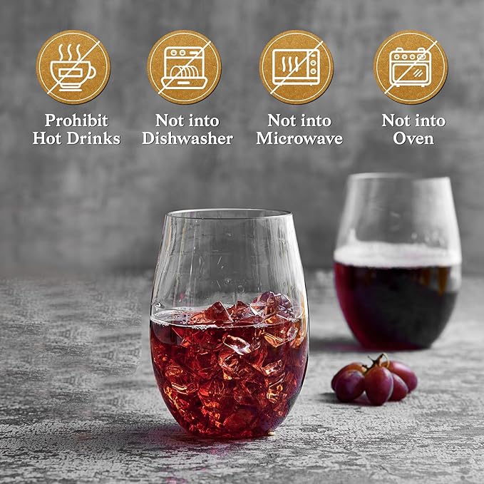 FOCUSLINE 20 Pack 16 Oz Plastic Wine Glasses, Stemless Plastic Wine Cups Heavy - Image 6
