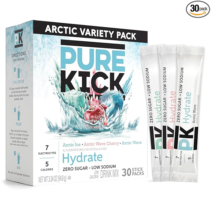 Pure Kick Arctic Variety pack Singles to Go Powdered Drink Mix, Arctic Wave by PureKick