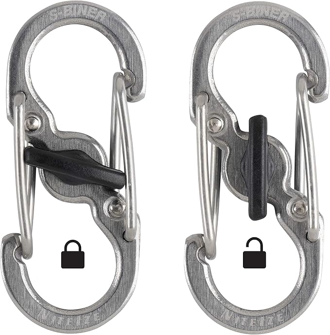 Nite Ize S-Biner MicroLock, Locking Key Holder, Stainless-Steel 2-Pack - Image 2