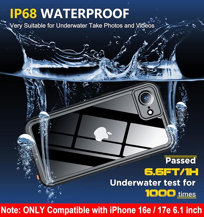 SPIDERCASE for iPhone 16e Case/iPhone 17e Case Waterproof, Built-in Screen & - Image 3