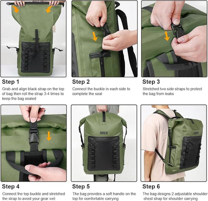 MIER Dry Bag Waterproof Backpack 30L Dry Sack Heavy Duty Roll-Top Closure - Image 7