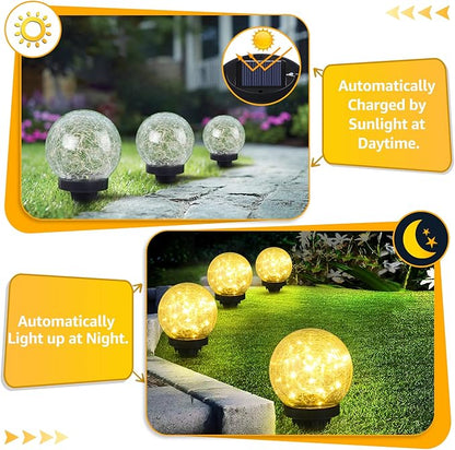 ASOMST 2-Pack Garden Solar Lights Outdoor, Cracked Glass Ball Light Waterproof - Image 5