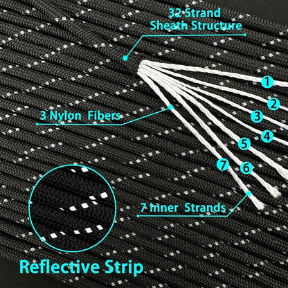VVAAGG Reflective Paracord Rope 100FT, 7 Strand Nylon para Cord Lanyard Utility - Image 4