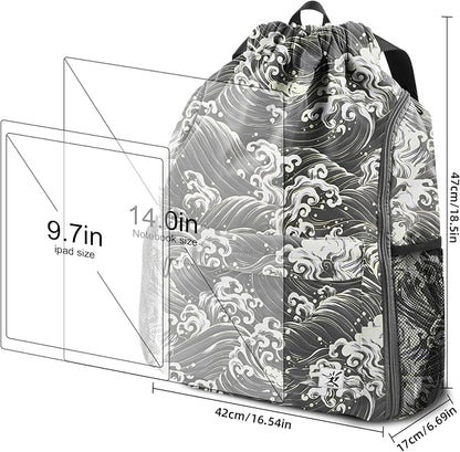 Drawstring Backpack with Mesh Pockets String Gym Bag Sackpack Sandproof Water - Image 7