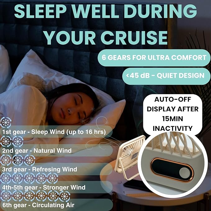 Nordmoose Cruise Ship Approved Fan – Up To 16 Hours Battery Life, USB - Image 4
