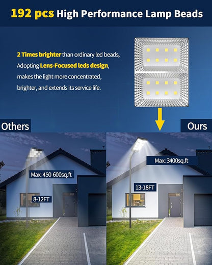 Ofuray Solar Street Lights Outdoor, Solar Security Flood Lights Parking Lot - Image 6