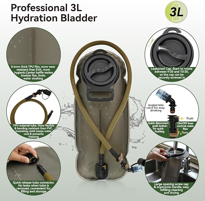 MARCHWAY Tactical Molle Hydration Pack Backpack - Image 6
