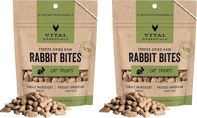 Vital Essentials Freeze Dried Raw Cat Treats, Rabbit | Bites | 0.9 oz | Pack of by VitalEssentials
