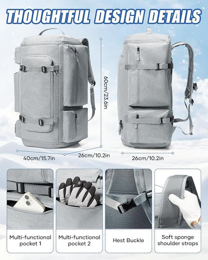 Ski Boot Bag Backpack for Helmet, 70L Waterproof Vacuum Backpack Travel - Image 6