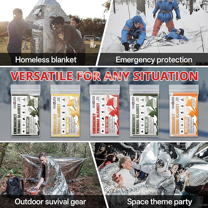 SecuCaptain Survival Emergency Thermal Blankets: 100 Pack Extra Large 84” x63” - Image 6