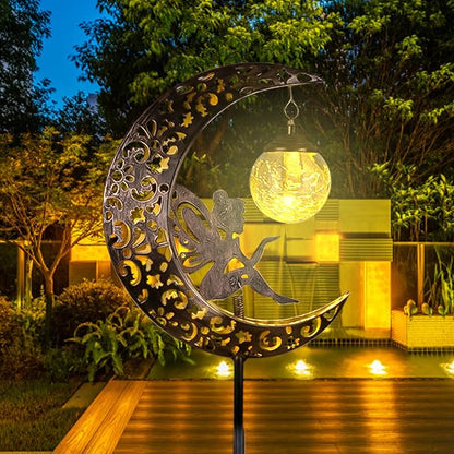 Solar Garden Lights Outdoor Decor, Moon Fairy Crackle Glass Lights, Waterproof - Image 7