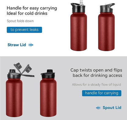 VEGOND 32 oz Insulated Water Bottle Bulk Stainless Steel Metal Water Bottles - Image 5