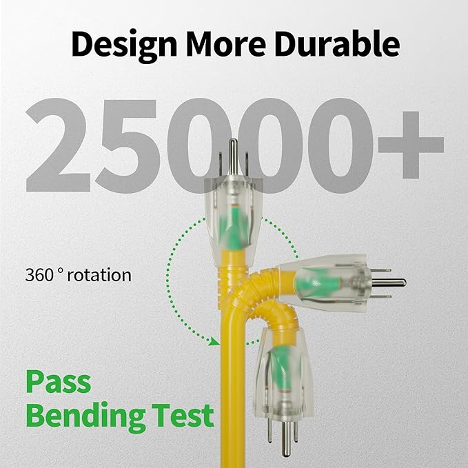 POWGRN 200 Ft 10AWG Outdoor Extension Cord Waterproof Heavy Duty 10 Gauge 3 - Image 3