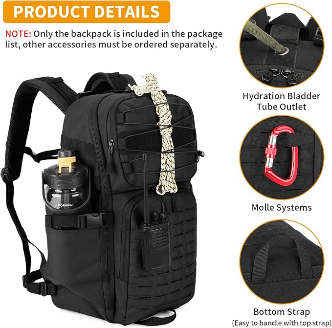 HUNTVP Tactical Backpack for Men 35L Military Backpack MOLLE 1000D Army Daypack - Image 6