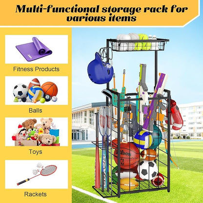 Sports Equipment Organizer, Small Garage Ball Storage Rack - Image 6