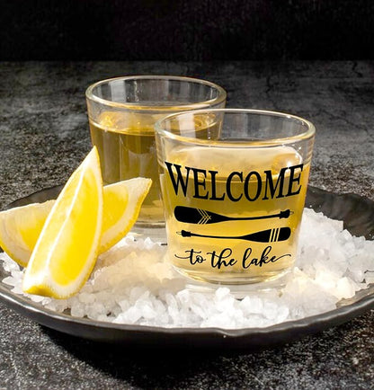 Nogrit Lake House Decor Whiskey Glasses 10 Oz, Welcome To The Lake, Beach Wine - Image 2