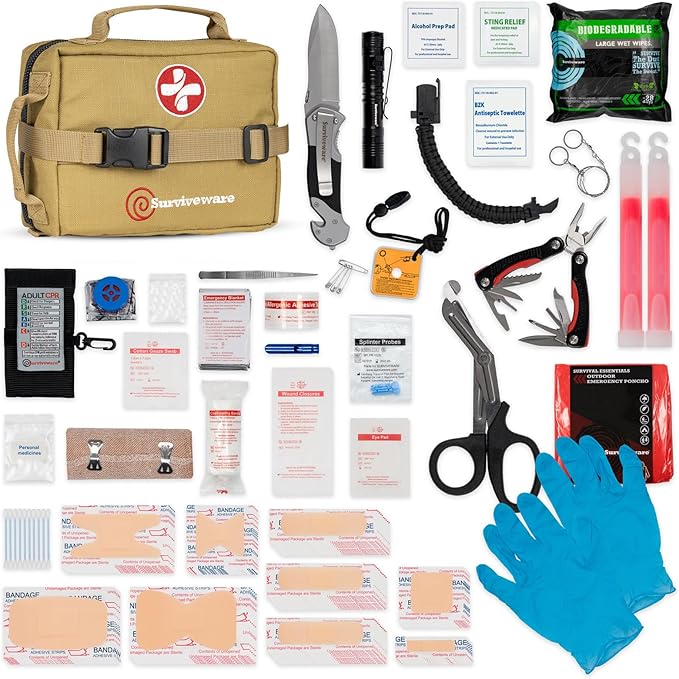 Surviveware 119 Pcs Comprehensive Premium Survival First Aid Kit by Surviveware