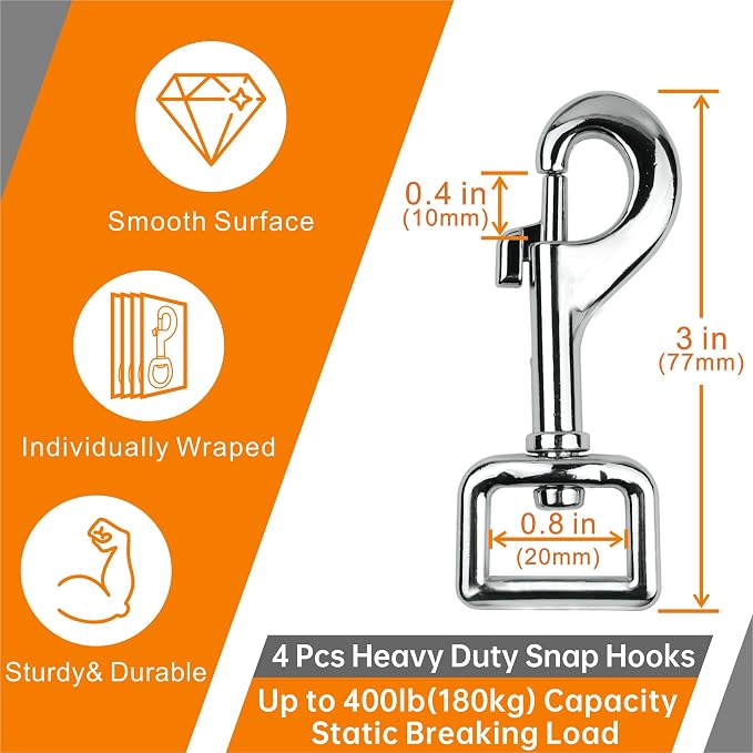 Garwor Heavy Duty Chrome Swivel Snap Hooks - Image 2