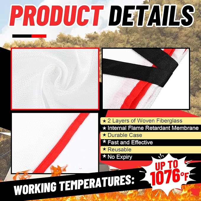 30 Pcs Emergency Fire Blankets for Home and Kitchen 40x40 Inch 10 Fiberglass - Image 3