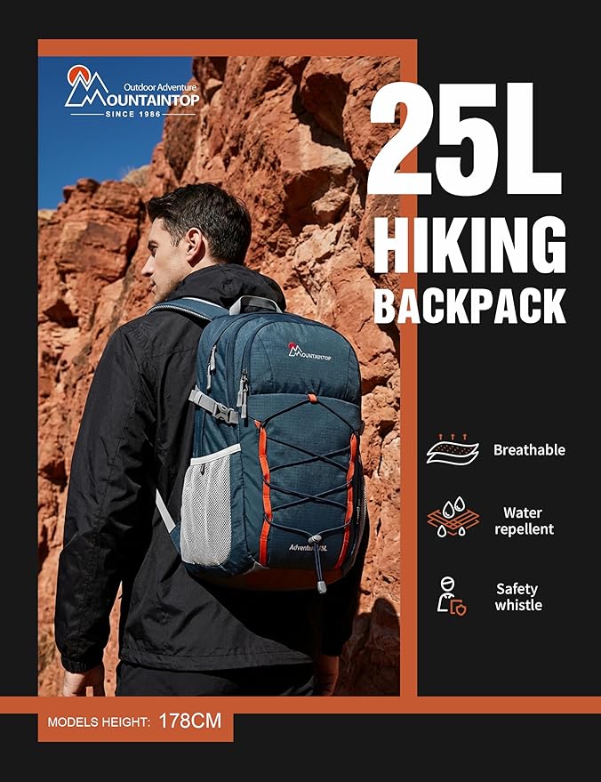 MOUNTAINTOP 25L Hiking Backpack, Lightweight Travel Backpack - Image 2