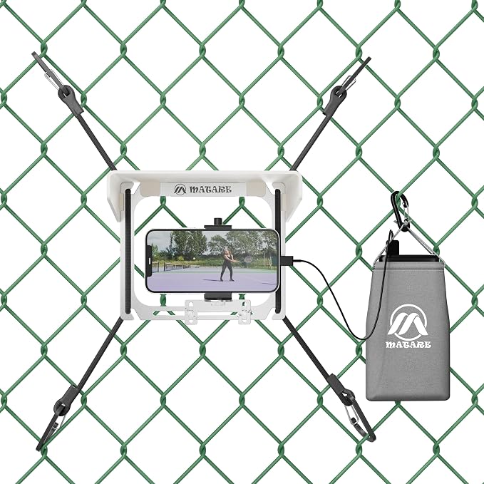 Cell Phone Fence Mount with Shade, Mounting Kit Works with iPhone, Mevo Start by Matare