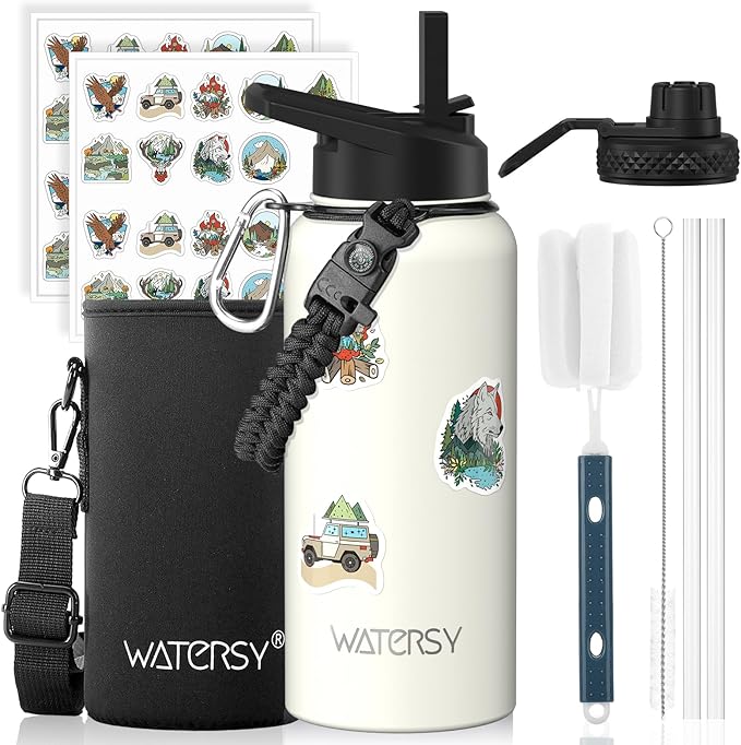 32oz Insulated Water Bottle, BPA Free&Leak Proof, Stainless Steel Water Flask by Watersy