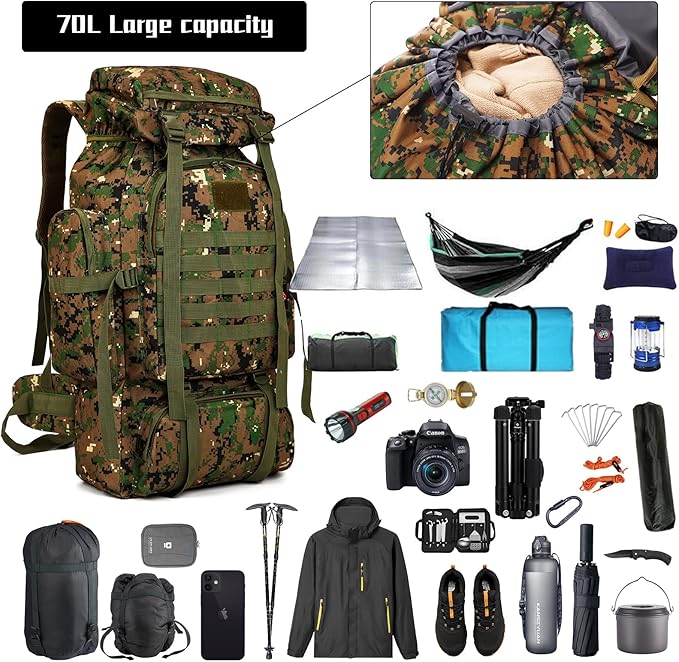 Hiking Backpack for Men 70L/100L Camping Backpack Military Rucksack Molle 3 - Image 4