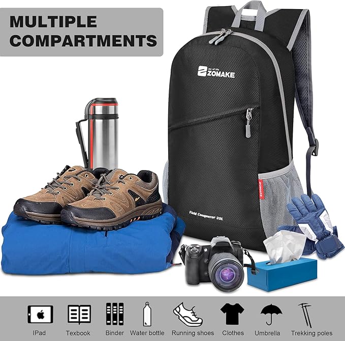 ZOMAKE Lightweight Packable Backpack, Foldable Backpacks Small Daypack - Image 3