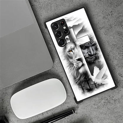 for Samsung Galaxy S22 Ultra Case, Lion Cross Jesus Christ Dove Pattern Graphic - Image 5
