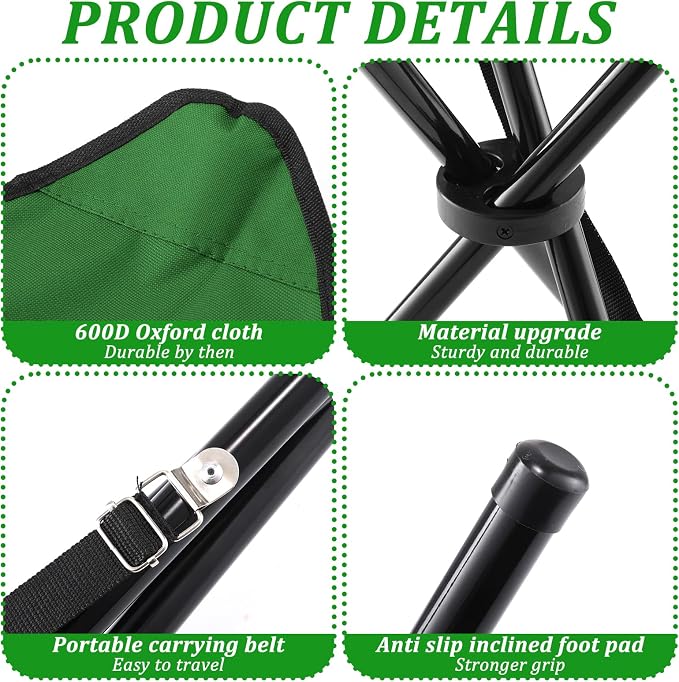 Folding Camping Stool, Portable Travel Outdoor Tripod Seat - Image 4