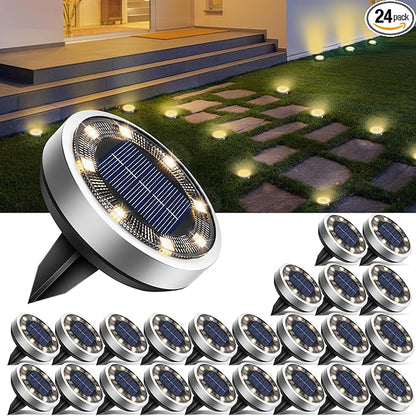btfarm 24 Pack Solar Lights Outdoor, 8 LED Solar Ground Lights IP65 Waterproof by btfarmdecorativelighting