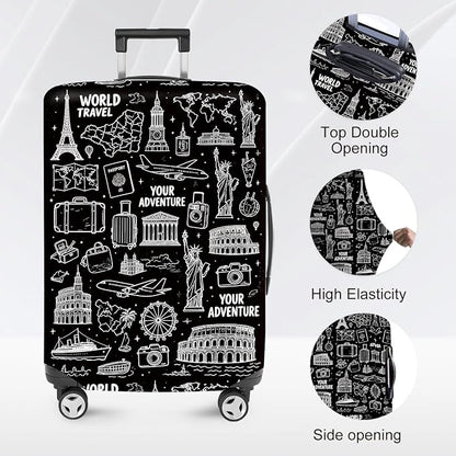 ANNA QUEEN Travel Seamless Pattern Luggage Cover -Stretchable Airplane Suitcase - Image 3
