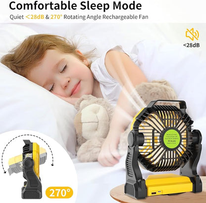 Portable Camping Fan Cordless Battery Powered，270° Rotating Portable Battery - Image 3